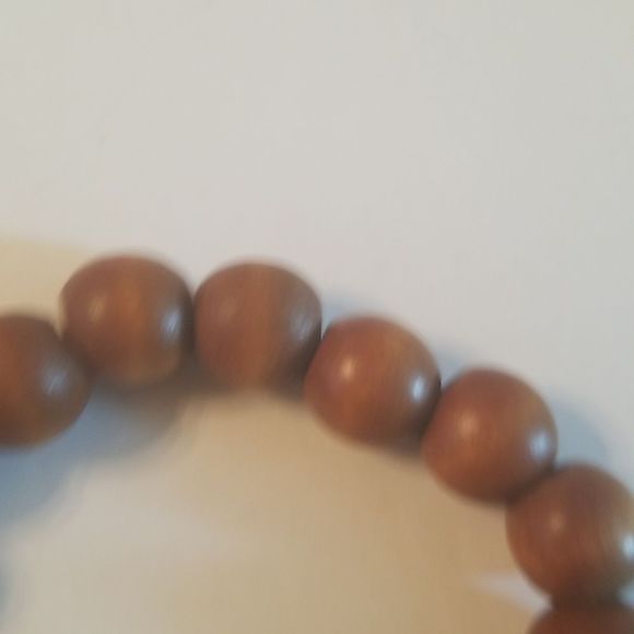Mens Coated Brown Wooden Expansion Bracelet 8", 10mm beads New Custom Made - Picture 3 of 5